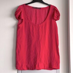 💗 ZARA Red Blouse with Twisted Arm Detail
